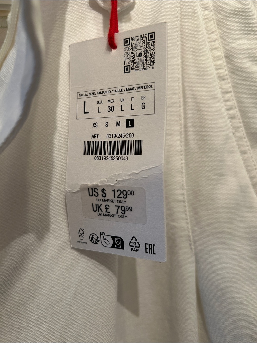 Zara NWT Wide Leg White Cotton Pants - Picture 11 of 11